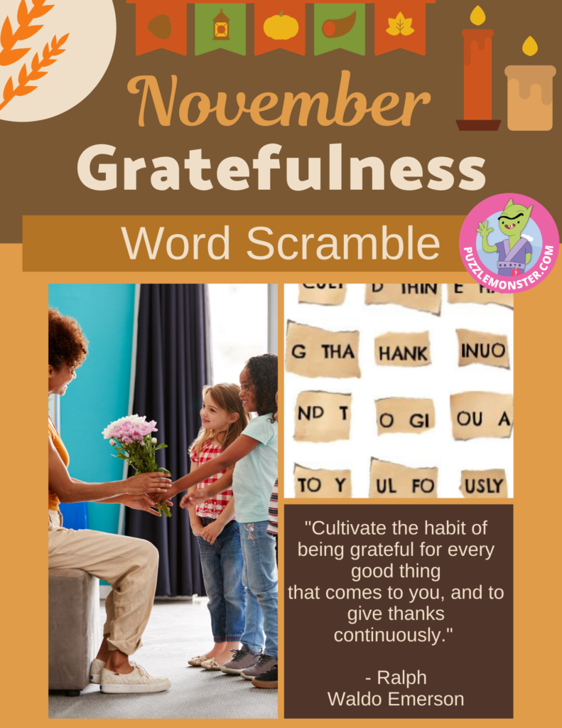 Thanksgiving Word Scramble